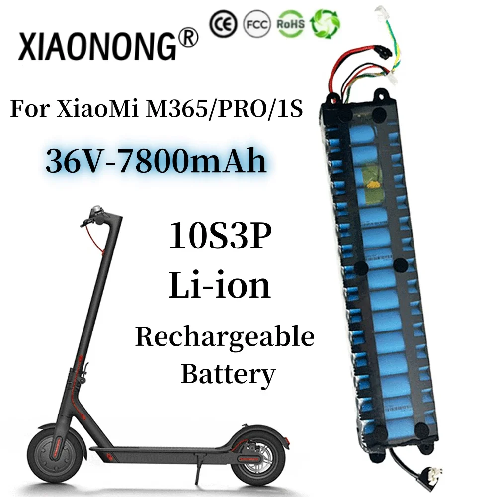 for Xiaomi M365 10S3P 7800mAh 36V Battery Pack Electric Scooter 18650 NE1003-H Cell Communication Interface Discharge Tail Light