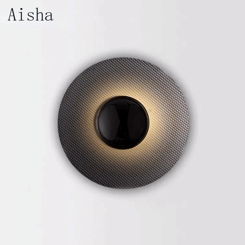 

Modern Matte Black Round Wall Light for Bedroom Sconce Background Wall Decoration Creative Dining Room Bedside Indoor Light