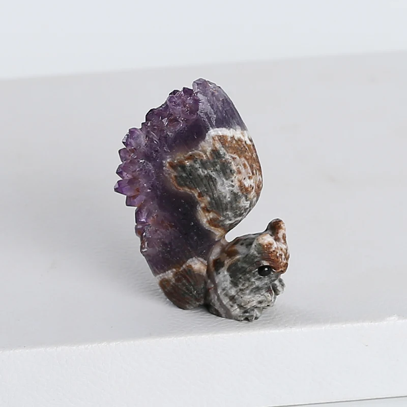 Natural Gemstone Amethyst Carved Squirrel Decoration,For Jewelry Making Charm Gift Accessories