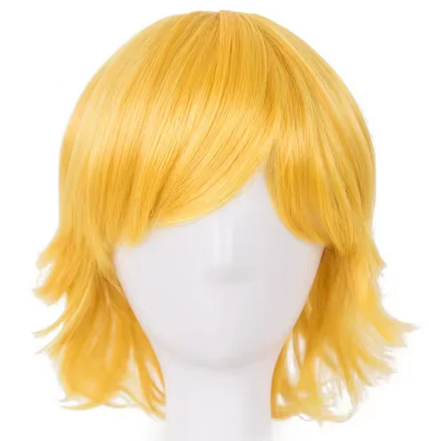 Cosplay Wig  Synthetic Heat Resistant Short Wavy Hair Costume Cosplay Halloween Carnival Events Party Yellow Hairpiece