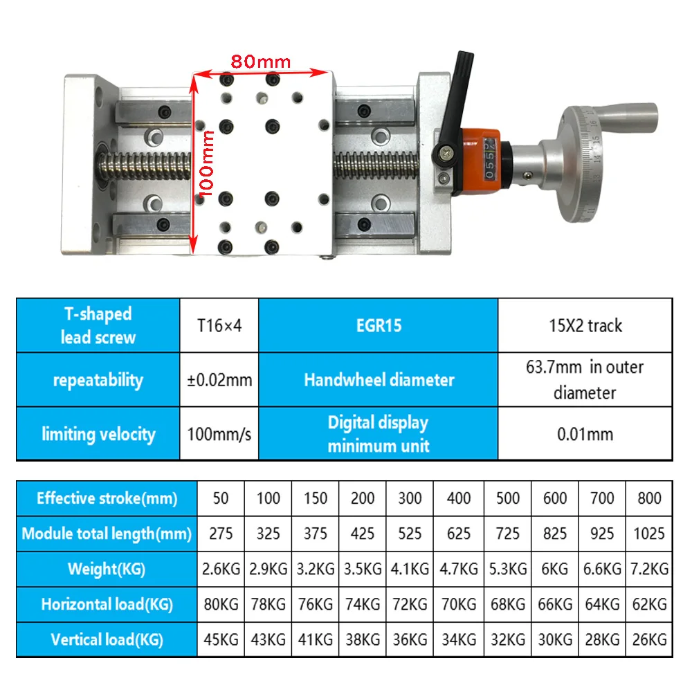 CNC Manual Sliding Table 50-1000mm Effective Stroke Linear