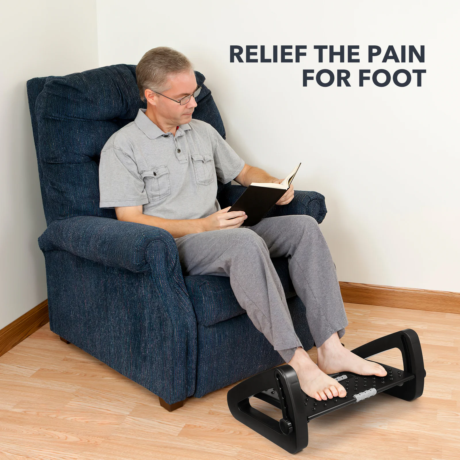 Ergonomische Fußstütze, Bürohocker, höhenverstellbar, Neigungswinkel, Massagerolle, bequem, unter dem Schreibtisch, Fußstütze für Zuhause und Büro