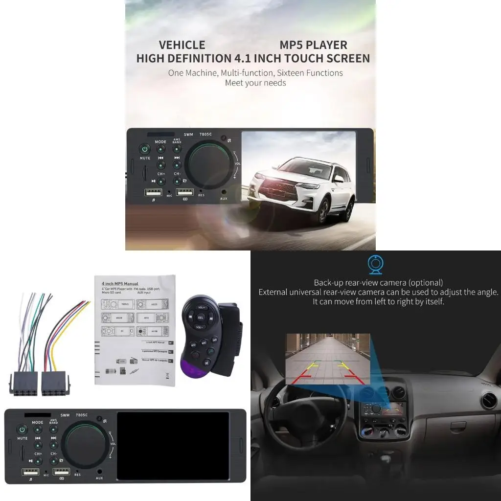 Car Multimedia Player Single Din MP5 Player Car Radio Support USB Input Bluetooth-compatible Receiver