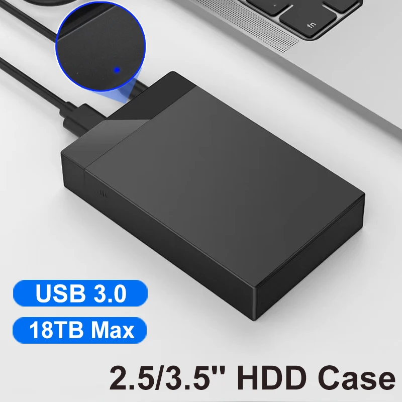 Корпус для жесткого диска 2,5/3,5 дюйма, USB 3.0 к SATA, внешний считыватель жесткого диска, поддержка корпуса жесткого диска 18 ТБ, высокоскоростной адаптер для ПК, ноутбука