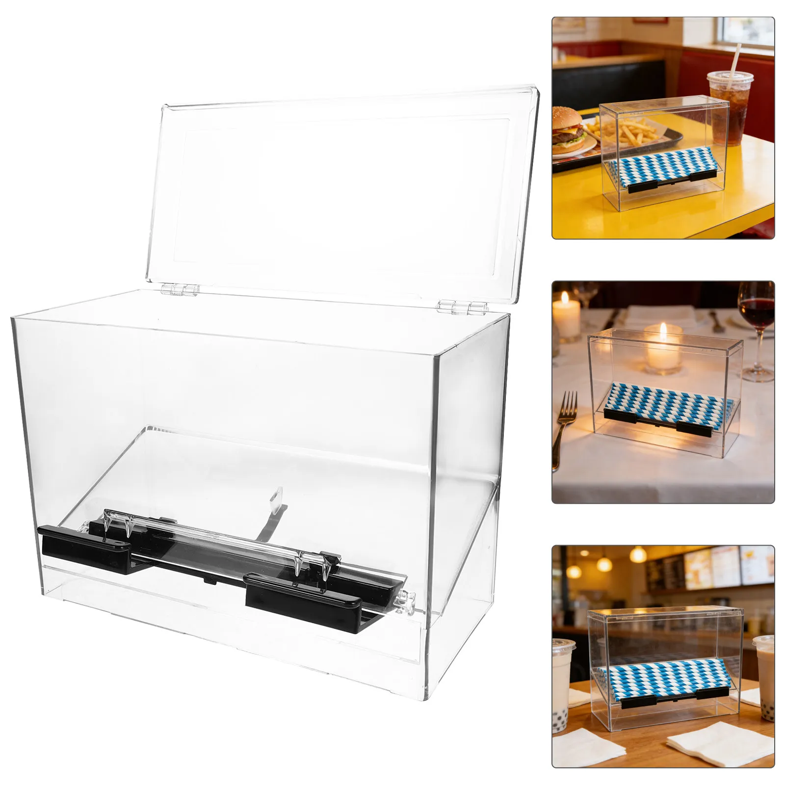 

Clear Acrylic Straw Holder Transparent Utensil Dispenser Large Capacity for Counter Kitchen Milk Tea Shop Restaurant Supplies