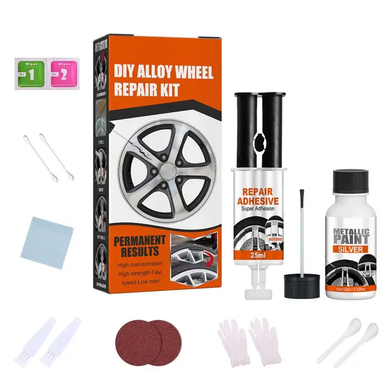 

Aluminum Alloy Car Wheel Scratch Repair Adhesive Kit With Anti-Rust Waterproof Protective Rim Scrapes Scratches Remover For Rim