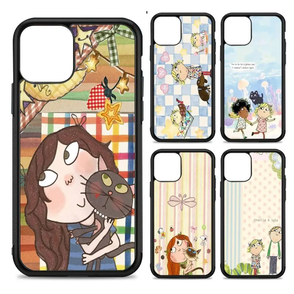 Cartoon C-CHARLIE AND LOLA Phone Case For Iphone 11 12 13 14 15 Pro Max 17 16 Plus Hard PC+TPU Back Cover