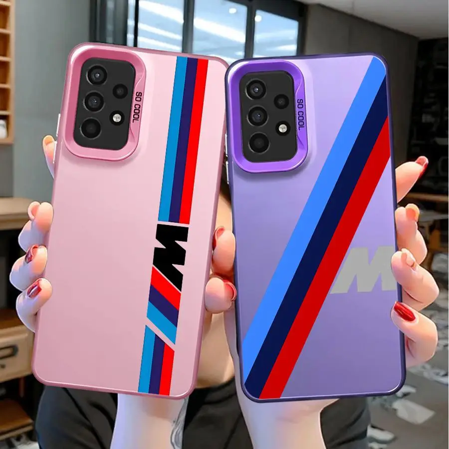 Red Blue Bars M Logo Phone Case for Samsung Galaxy A15 A73 A72 A54 A53 A52 A33 A34 A42 A32 A24 A23 A22 A14 A13 A12 A11 TPU Cover