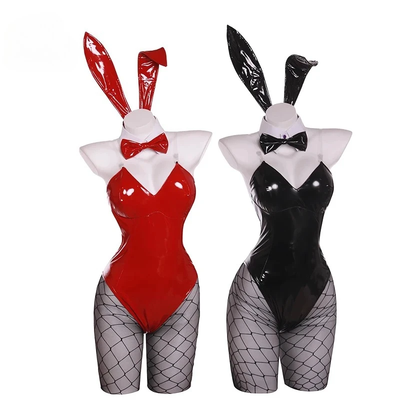 

ROLECOS Game, красный, черный костюм кролика, женский эластичный кожаный костюм, сексуальный костюм для косплея, комбинезоны на Хэллоуин и Рождество