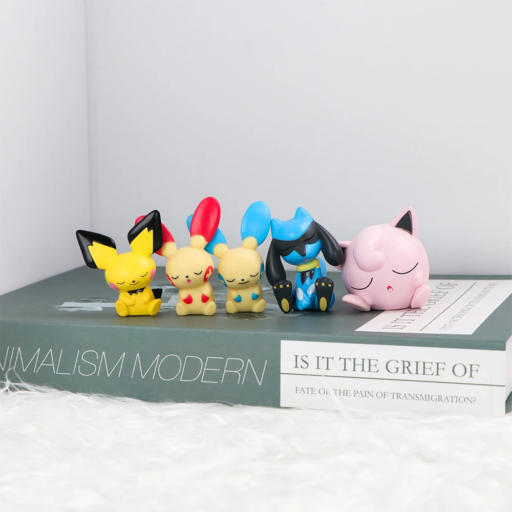 5pcs/Sets Pokemon Maushold Tatsugiri Figures Toys Sleeping Eevee Gengar Lucario Piplup Action Figuries Model PVC Dolls view 4