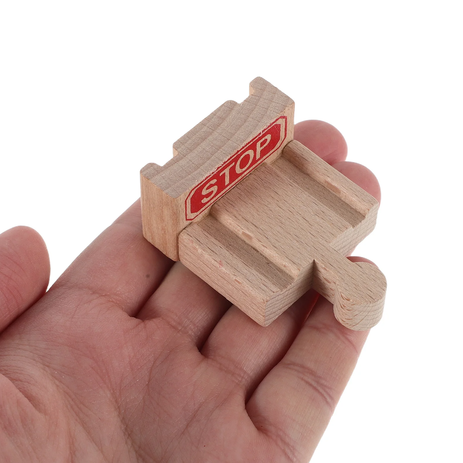 

4 Sets Wood Train Track Connector Pieces Natural Grain Stopper Buffer End Bumper Secure Railway Assembly for Kids Track