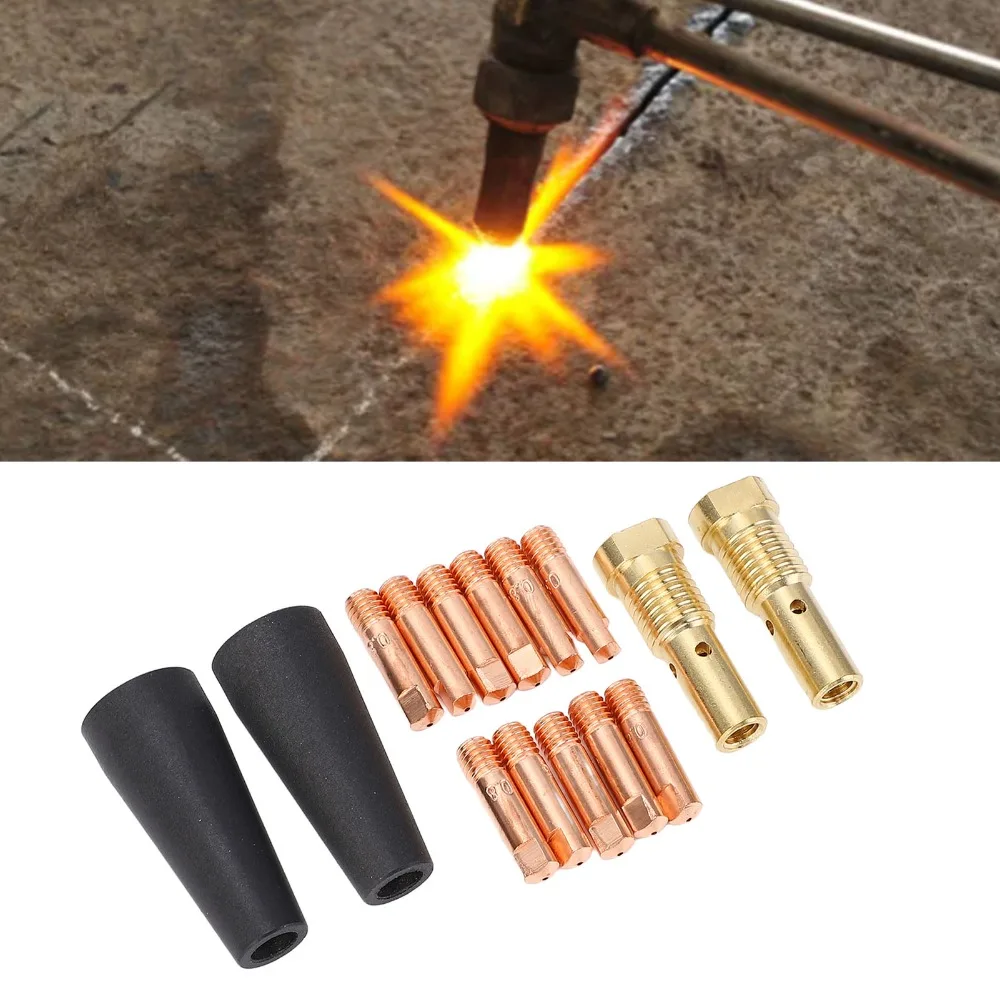 15pcs 0.031in Tip Size Flux Core Gasless Nozzle 15 Pcs Set 14 Pcs Set MIG Welding Nozzle Tips 0.039in Electrode 1.0mm Electrode