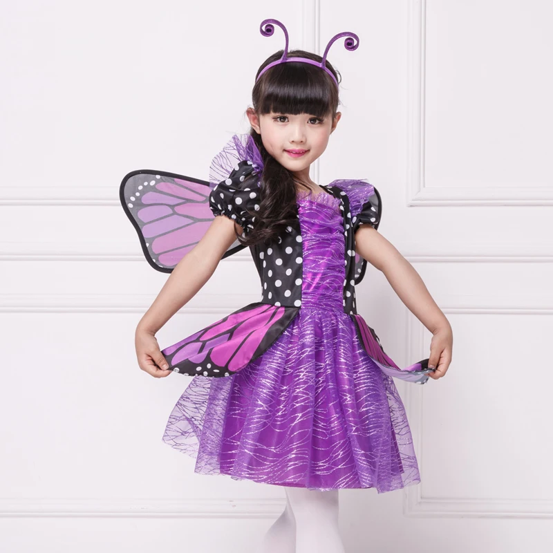 Halloween Cosplay Costume Girl Performance Party Dress Children Butterfly Skirt With Wings Carnival Show Stage Clothes DN15791