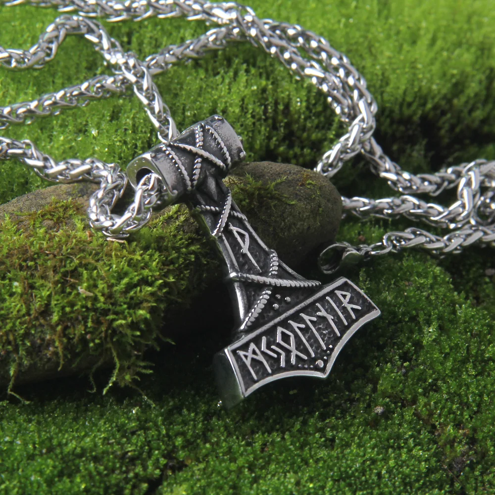 Stainless Steel Thor's Hammer pendant viking men necklace Huge Thor Mjolnir Amulet Scandinavian Pendant Norse