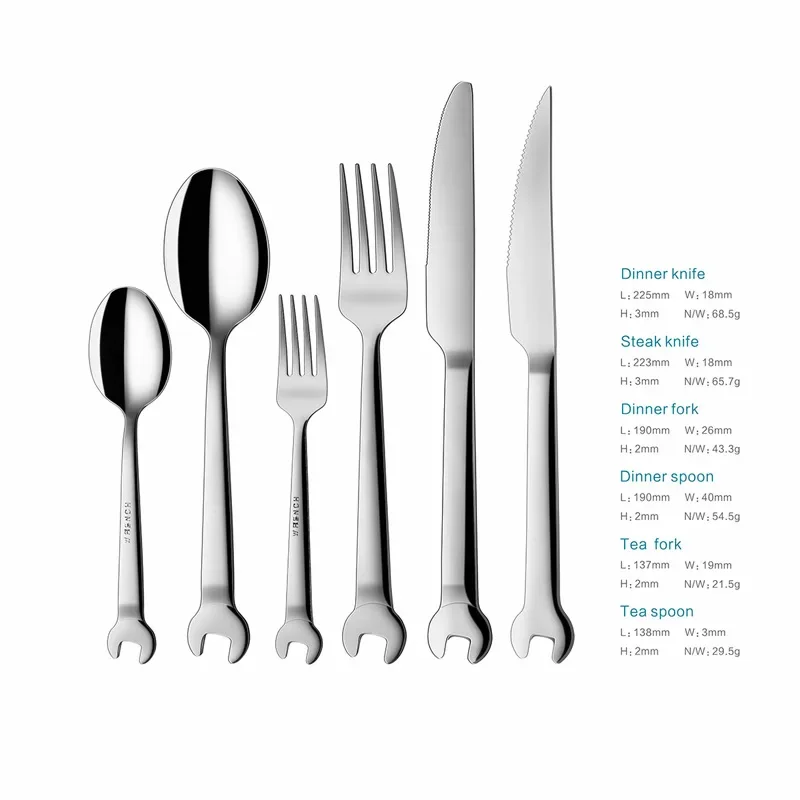 Shovel Wrench Shape Dessert Fork Dinner Set Stainless Steel Cutlery Tableware Kid Gift Kitchen Dinnerware