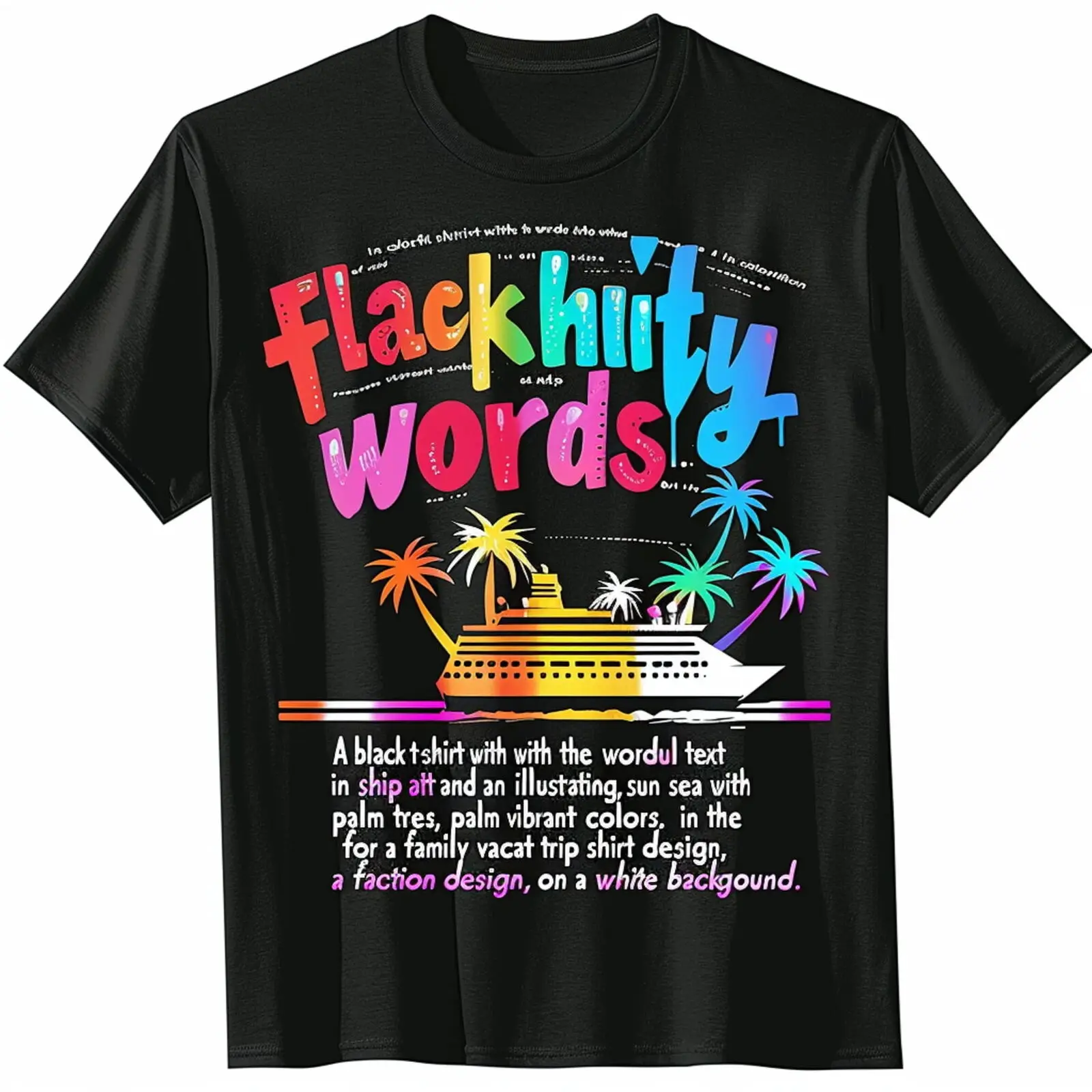 Family Cruise 2024 TShirt Fun Font Ship Design Palm Trees Sunset Making