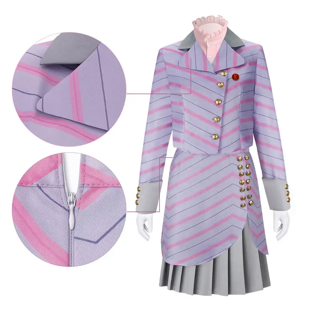 أزياء فيلم جليندا التأثيرية الساحرة الشريرة شريط الأرجواني البدلة فيلم جود جليندا الأميرة فستان المرأة حفلة الهالوين تاكرلاما