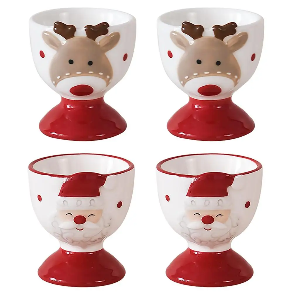 Ceramic Egg Tray Santa Claus Ceramic Egg Cup Creative Egg Tray Small Wine Glass Cute Egg Tool Kitchen Accessories image 6