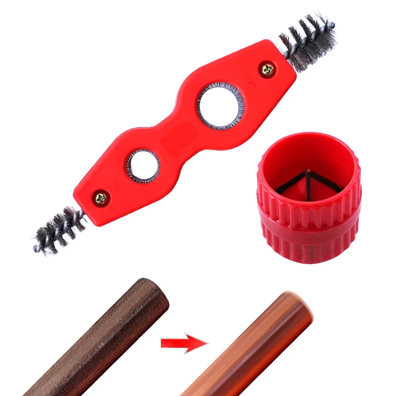 Copper pipe polishing and chamfering tool combination double head pipeline cleaning brush, four in one battery steel wire brush