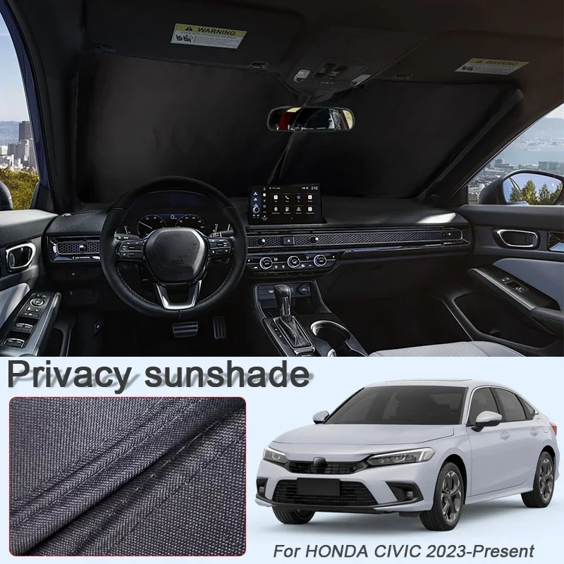 Car Black Windows Privacy Sunshade Auto Anti-UV Heat Insulation Protect Cover Interior Accessory For HONDA CIVIC 2023-Present
