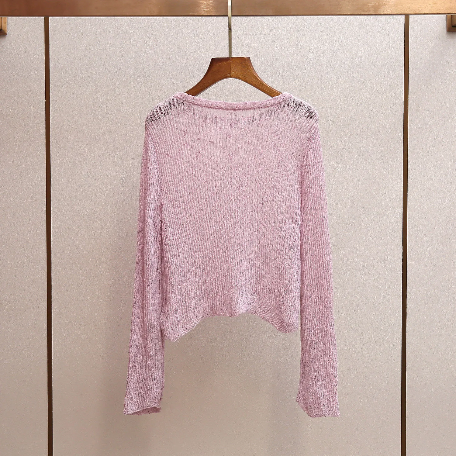 High-End Women's Knitted Long Sleeve round Neck  Color Loose Base Layer Top Spring New Style Minimalist Style Commute Style