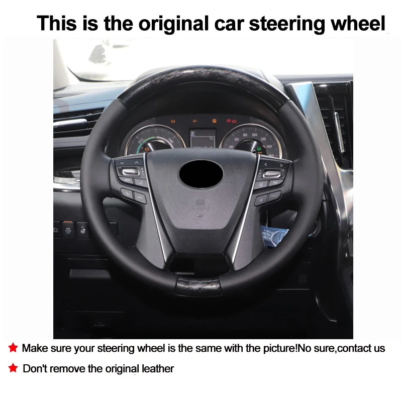 Hand Sewing Auto Car Steering Wheel Cover For Toyota Alphard VELLFIRE 30 2016 - 2022 Volant Braid on Steering-wheel Wrap 2021