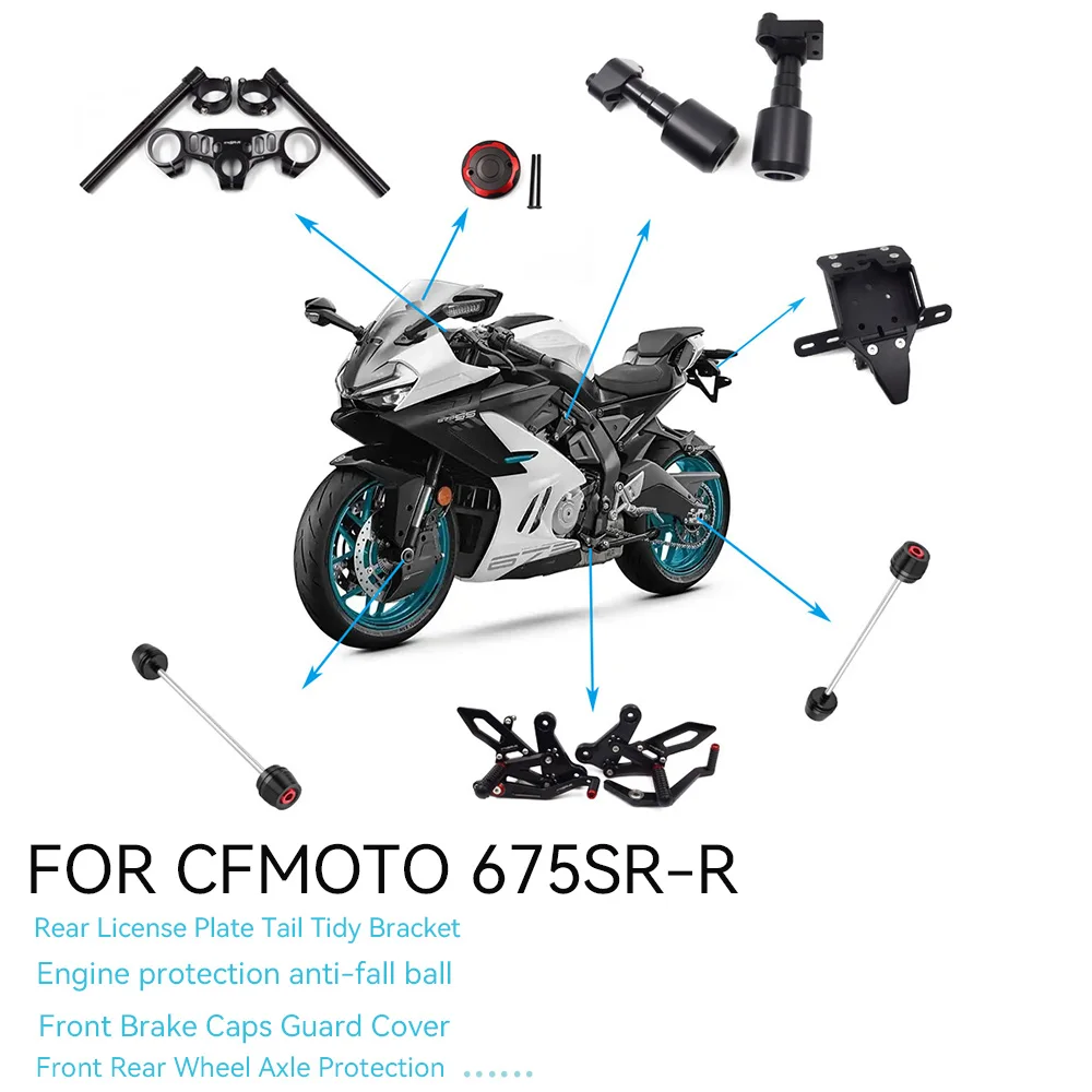 

Аксессуары для мотоциклов CFMOTO 675SR SR675 CF 675 SR 2024, модифицированная верхняя плата руля, короткая хвостовая рельефная ножка 675SR-R