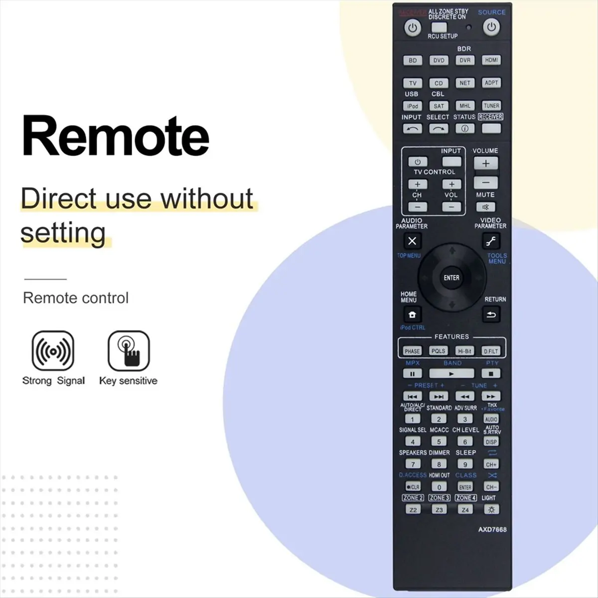 

Замените пульт дистанционного управления AXD7668 для VSX-1123-K AXD7596 AXD7305 AXD7691 AXD7725 SC-57 SC-55 LX58 A/V AV-ресивера