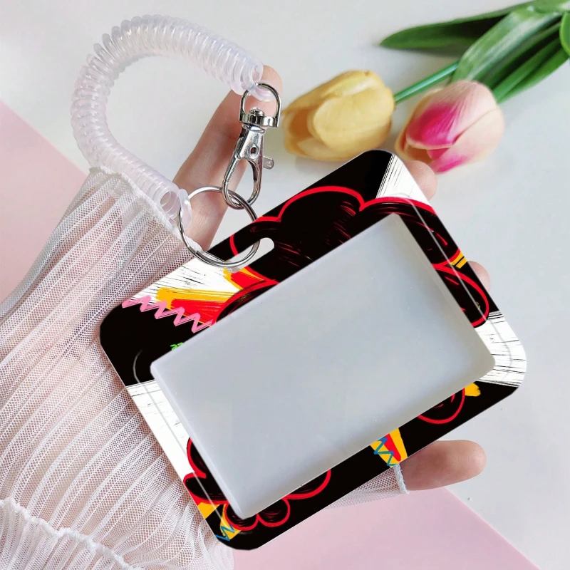 Cartoon Style Card Holder with Retractable Spring Cord Suitable for Bus Campus Lunch Card Door Card Cool Boys Door Badge Holder