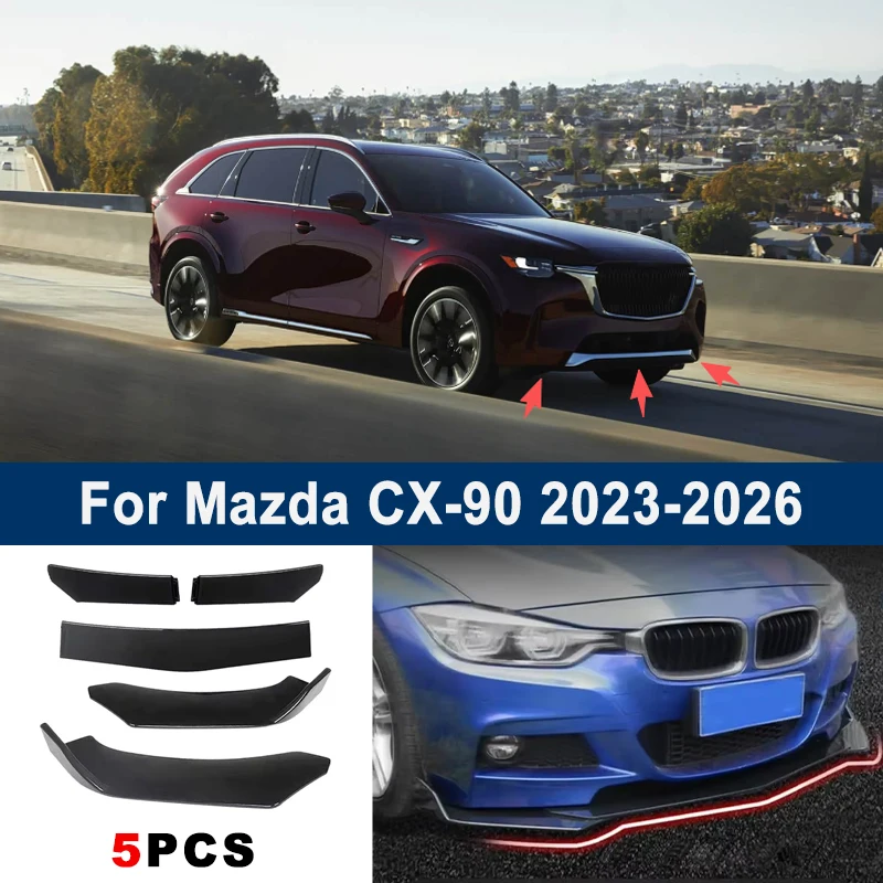 

Adjustable 5Pcs Sectional Front Spoiler Lip For Mazda CX-90 2023-2026 Front Bumper Splitter Car Exterior Sport Body Kit