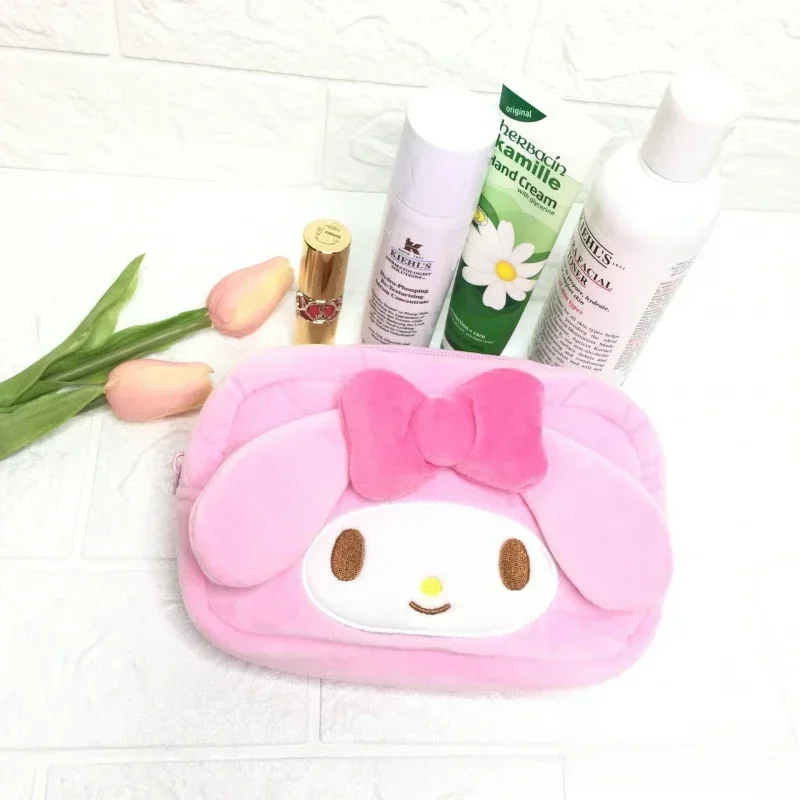 Sanrio Cinnamoroll Borsa per cosmetici Pom Pom Purin Astuccio per studenti XO Nero Cosmetico Piccoli oggetti Portafoglio portaoggetti Simpatico cuore femminile