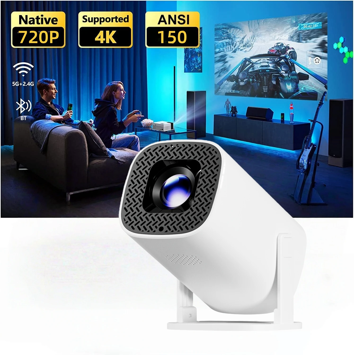 

Мини-проектор, портативный HD-проектор для просмотра фильмов, 720P, воспроизведение видео, идеальный подарок на праздник