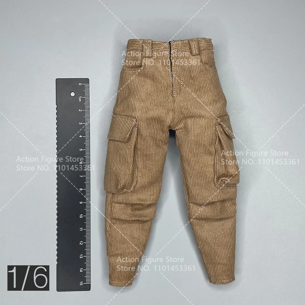 1/6 Male Soldier American Retro Corduroy Overalls Casual Pants Multi-pocket Loose Leg Pants for 12 inches Action Figure Model