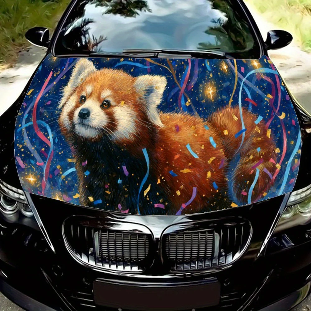 

Red Panda with Confetti,Car Hood Decal, Self-Adhesive Waterproof PVC Car hood Sticker,Car Decoration Scratch Resistant Sticker P