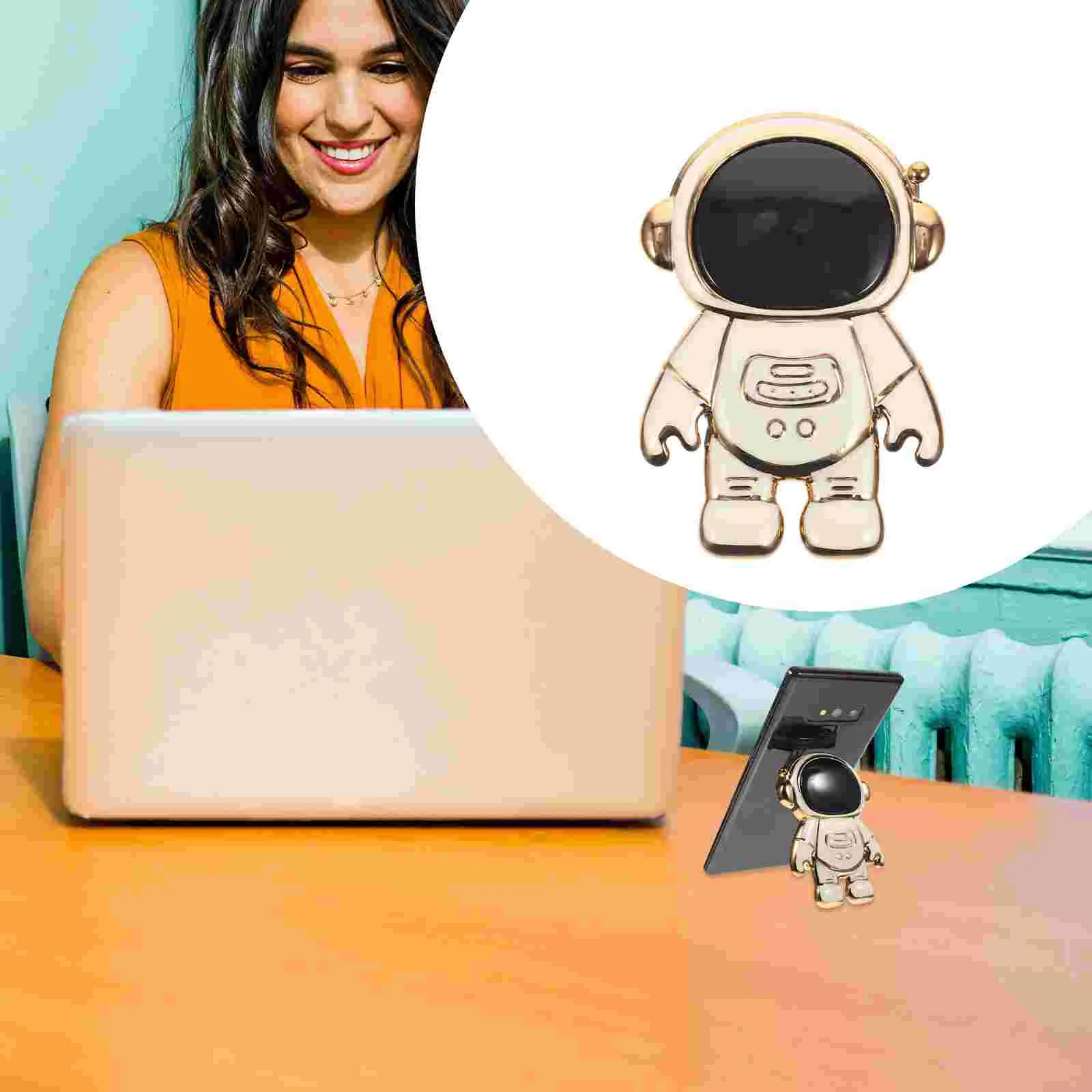 Astronaut Bracket Cartoon Phone Holder Desktop Ornament Cellphone Folding Table Decor Tabletop Resin Cellular