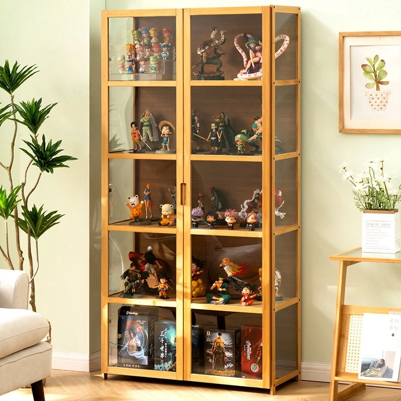 Floor-to-ceiling display figure cabinets, multi-layer shelves, home bedroom and living room storage