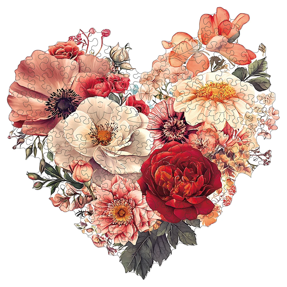 

Love-Flower Wooden Puzzle, Uniquely Irregular Animal Shaped Wooden Toys, Creative Handmade Decorations, Holiday Gifts Home Decor