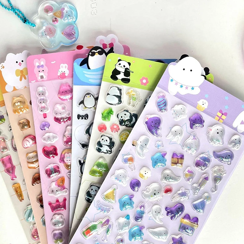 Kawaii 3D Relief Diamond Gemstone Stickers DIY Mobile Phone Decoration Stickers Creative Puffy PVC Stickers Gifts