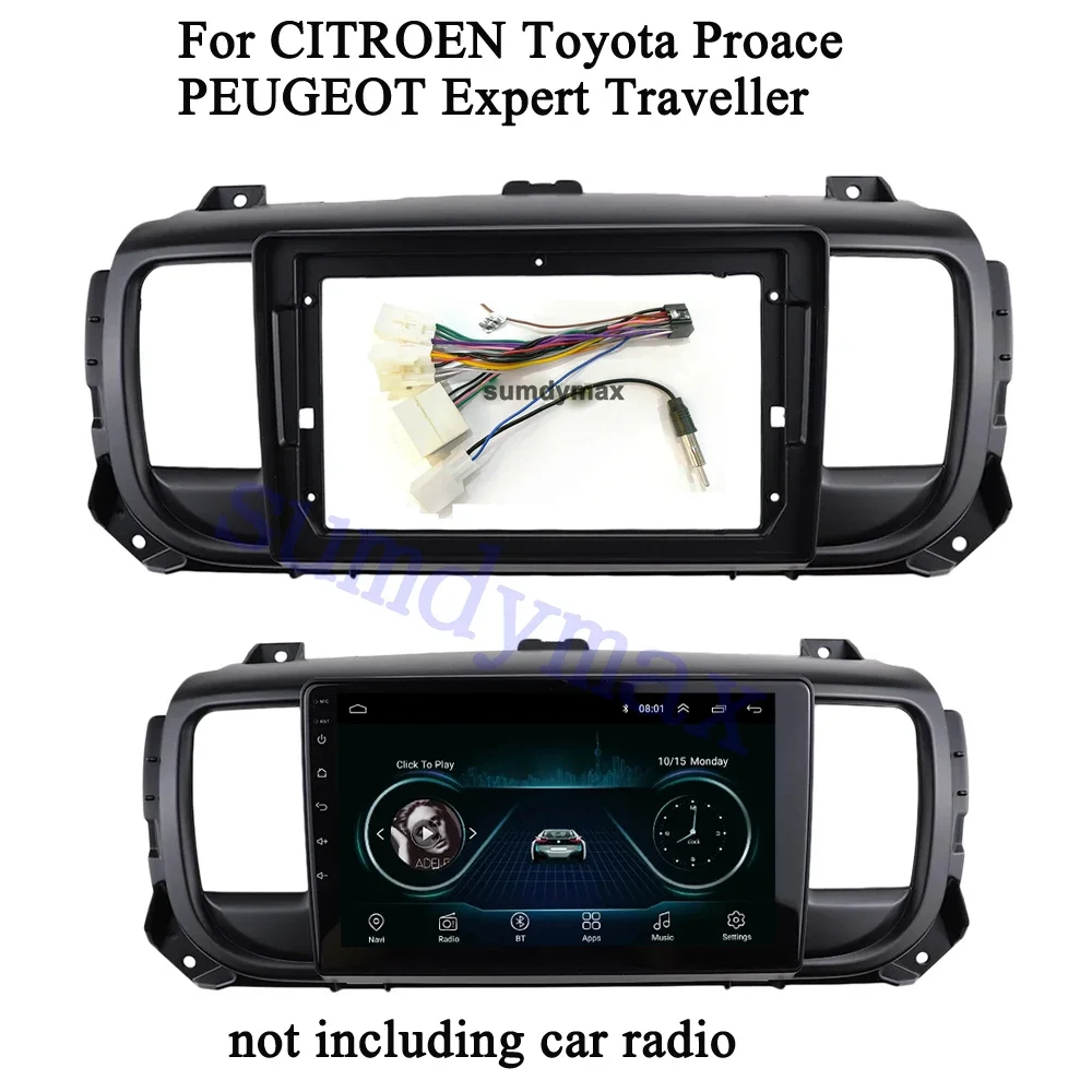Radio de coche 2DIN de 9 pulgadas con DVD, GPS, MP5, marco de plástico para Citroën Dispatch, Toyota ProAce, Peugeot Expert, Traveller, cable para coche