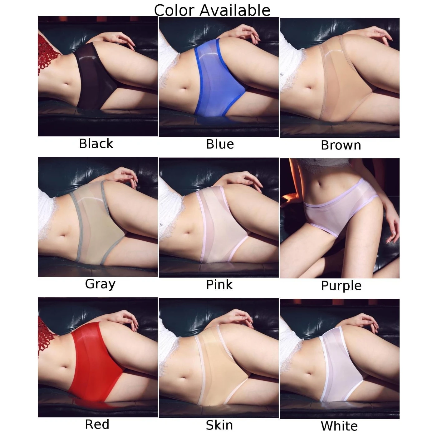 Women Sexy Transparent Thin Oil Shiny Glossy Underwear Sheer Underpants Crothless Knickers Briefs Open Crotch Female Briefs