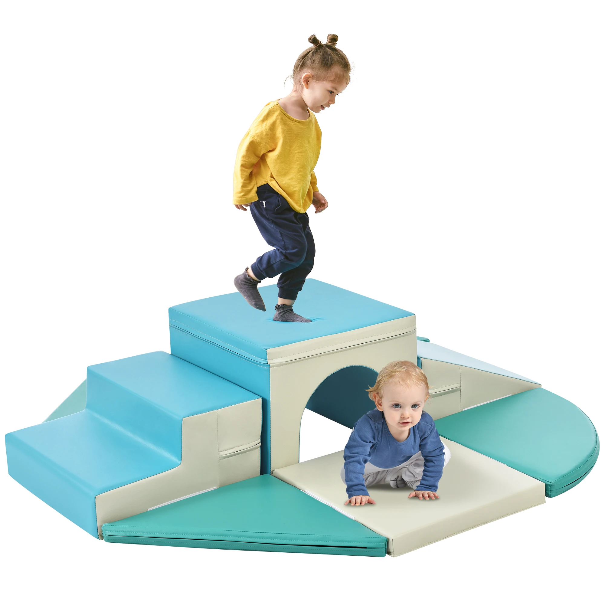 Soft Climb and Crawl Foam Playset 9 in 1 , Safe Soft Foam Nugget Block for Infants, Preschools, Toddlers, Kids Crawling and Clim