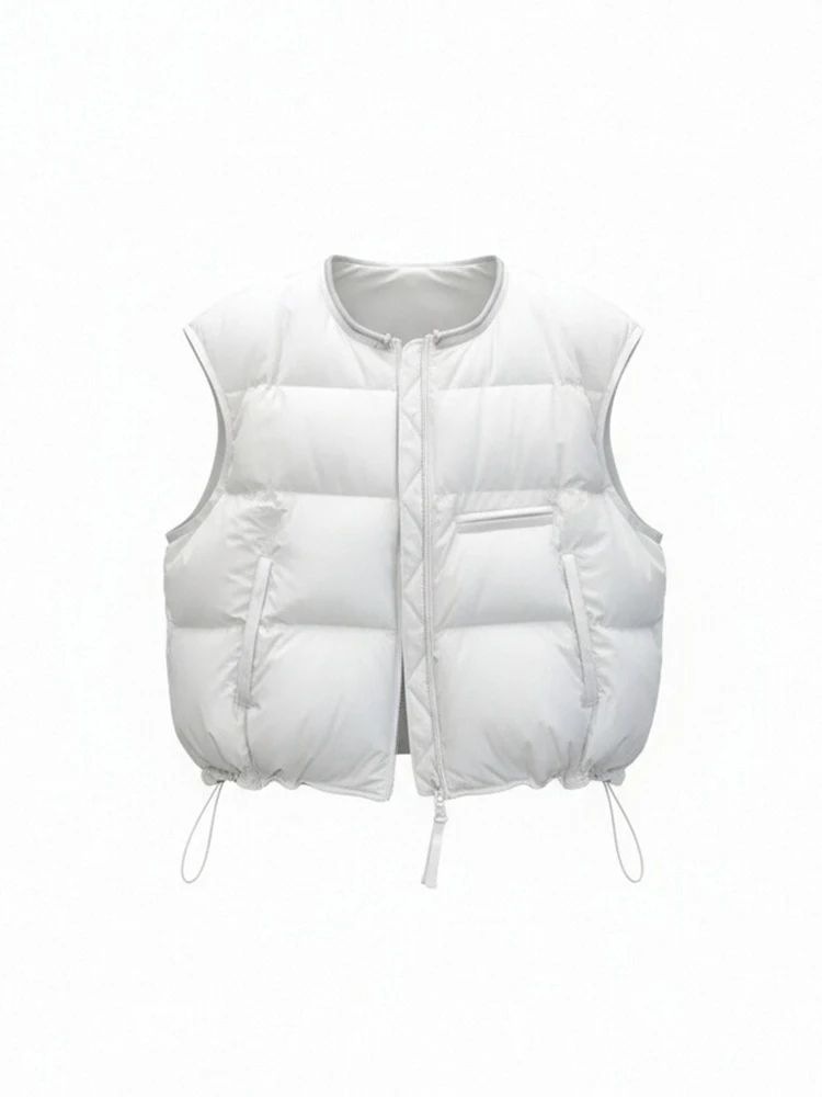 Modna europejska kamizelka pikowana damska zimowa nowa luźna otwarta kardiganowa kamizelka bez rękawów odzież wierzchnia