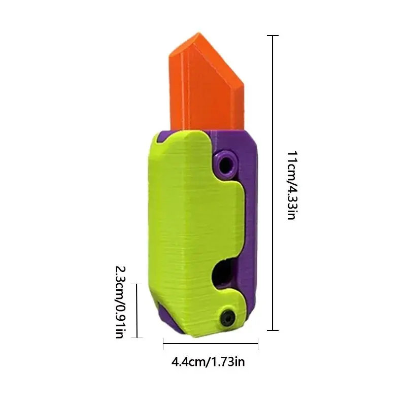 3D Gravity Carrot Knife Fidget Toys Mini Model Push Card Small Antistress Toys 3D Printing Plastic Carrot Knife Christmas Gifts