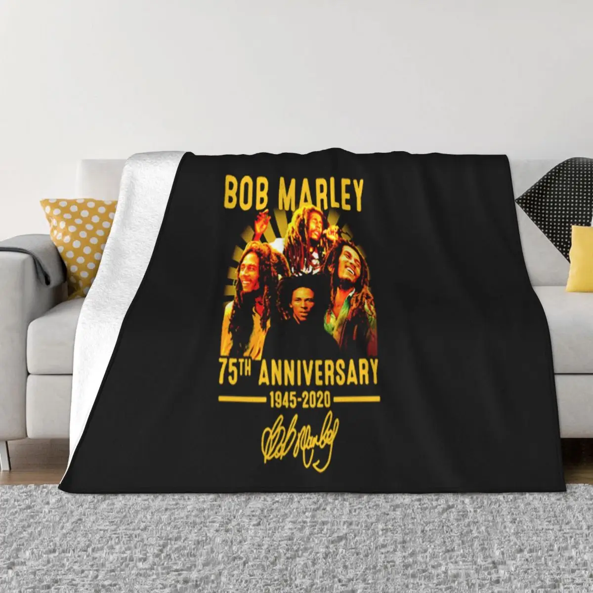 Bob Marley 75Th Anniversary 1945 2020 Signature Fitness Top Quality Summer Woman Personalized Throw Blanket