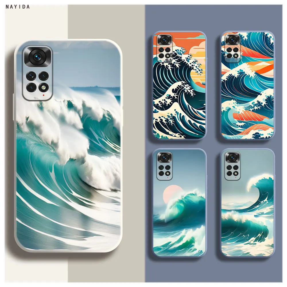 Soft Silicone Phone Case For Xiaomi Redmi Note 12 11 12S Pro Plus 12c 11a 4G 5G Original Cover sea wave