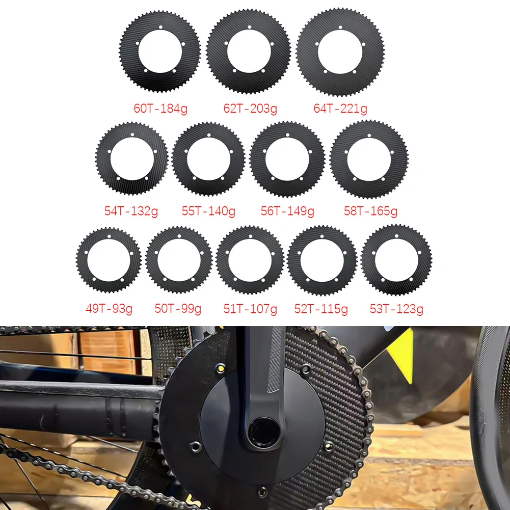 

Bike Chainring Fixed Gear BCD144 49-64T Carbon Fiber Single Speed Crankset For Fixed-gear Track Bicycle Freewheel Accessories