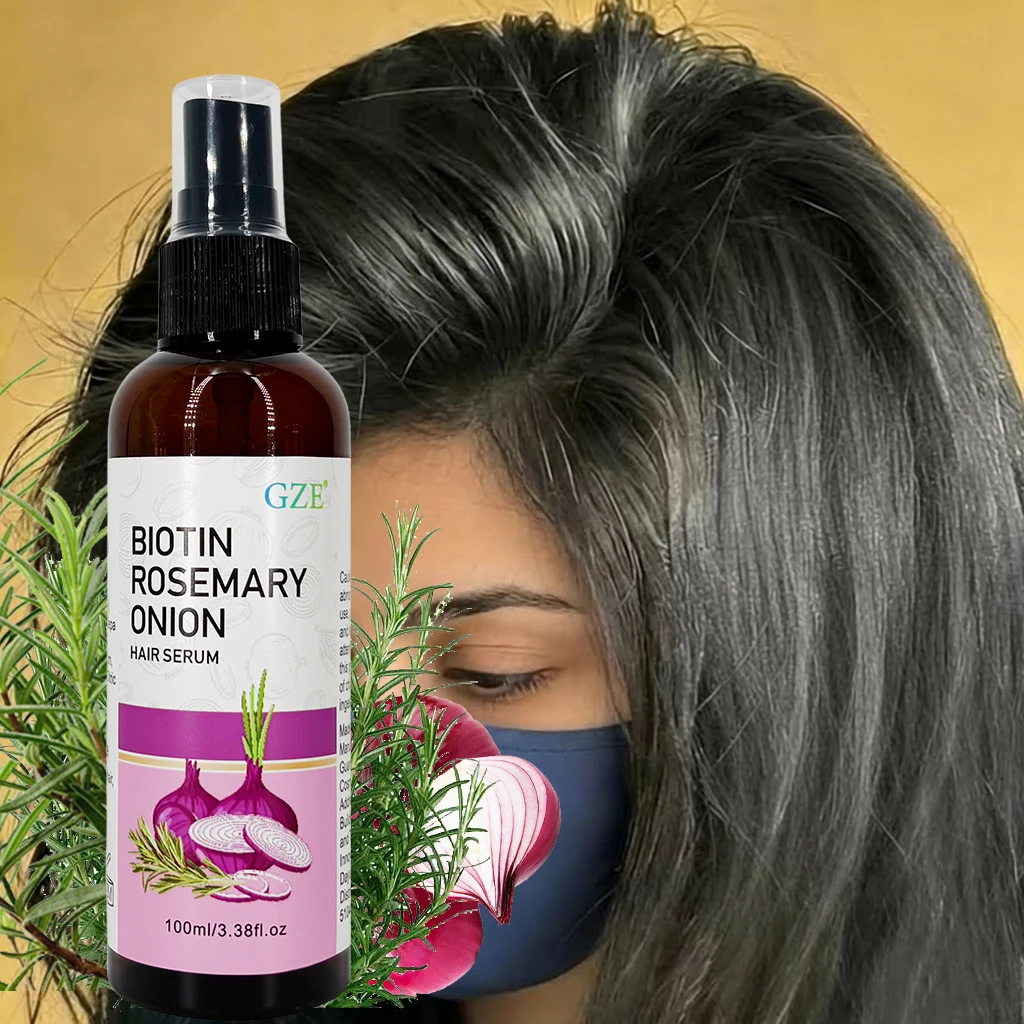 

GZE Сыворотка для волос с биотином, розмарином и луком, увлажняющая сыворотка для волос, сильная защита от тепла, защита от ламарин для сухих и поврежденных волос