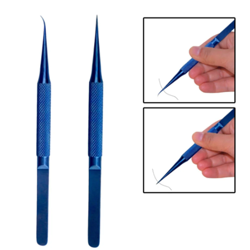 High Precision Anti-static Titanium Alloy Flying Wire Welding Eyelash Lengthening Tweezers Straight Elbow Tweezers