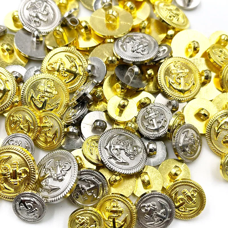 20PCS/pack 13/15/20MM Silver/Gold Anchor Buttons Plastic Sewing Accessory Shank Button Garment Clothing PT363