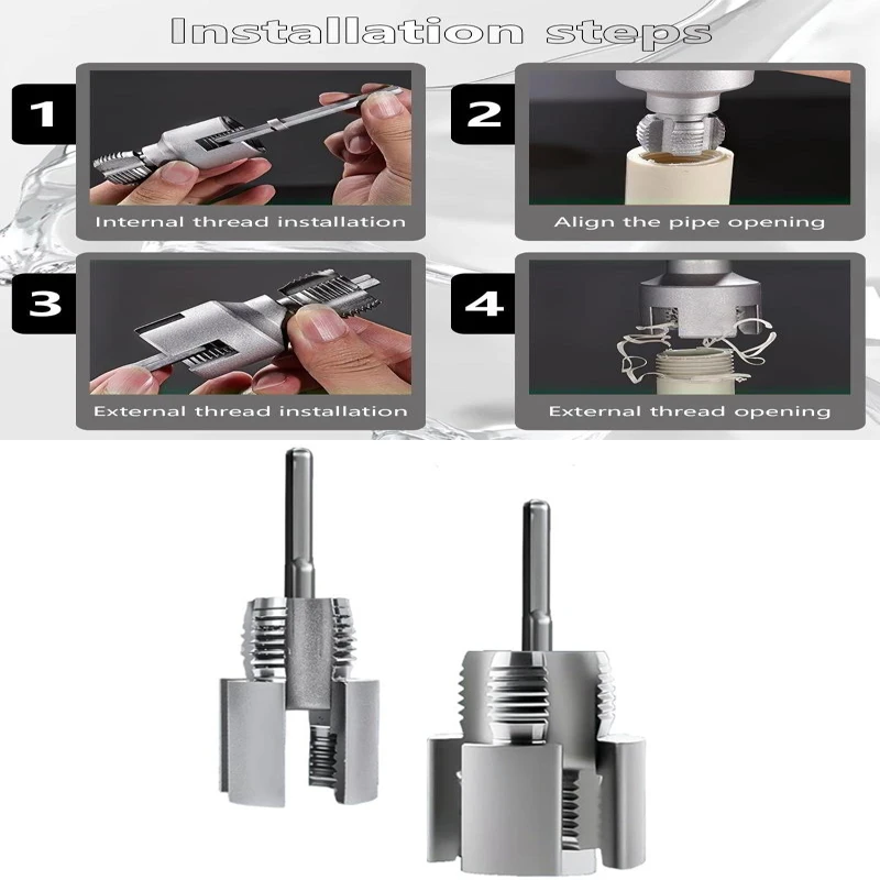 1PCS Pipe Thread Cutting Tool Integrated Internal & External Pipe Threading Tool Electric Drill Compatible PVC Pipe Threader Kit